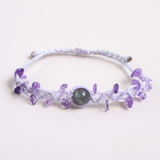 Vòng tay Xà Cừ (Labradorite) mix hạt Amethyst họa tiết Macrame
