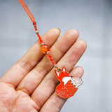 Móc khóa charm con cáo và đá carnelian năng lượng tình yêu, khôn ngoan, thông suốt