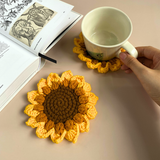 Lót ly sunflower hoa hướng dương dễ thương trang trí, giúp thấm hút nước và trang trí, giữ bàn sạch sẽ