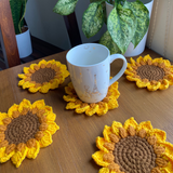 Lót ly sunflower hoa hướng dương dễ thương trang trí, giúp thấm hút nước và trang trí, giữ bàn sạch sẽ