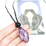 Vòng cổ đá giúp giảm stress và bảo vệ, đá thạch anh tím amethyst & black obsidian