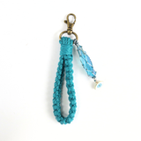 MÓC KHÓA MACRAME KẾT HỢP ĐÁ Aqua AURA QUARTZ THẠCH ANH HÀO QUANG