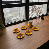 Lót ly sunflower hoa hướng dương dễ thương trang trí, giúp thấm hút nước và trang trí, giữ bàn sạch sẽ