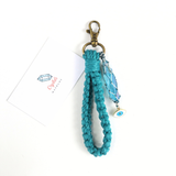 MÓC KHÓA MACRAME KẾT HỢP ĐÁ Aqua AURA QUARTZ THẠCH ANH HÀO QUANG