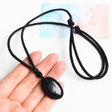 Vòng Cổ Đá Black Obsidian Mài Bọc Kiểu Micro Macrame Cho Nam