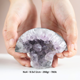 Hốc đá thạch anh tím hình nấm dễ thương, năng lượng bình yên, trang trí không gian sống - amethyst cluster