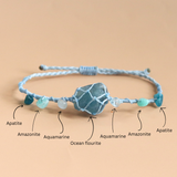 Vòng tay macrame đá Ocean Flourite kết hợp họa tiết đá tự nhiên