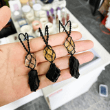 Black tourmaline & citrine necklace | vòng cổ macrame hai đá tourmaline đen và thạch anh vàng