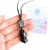 vòng cổ năng lượng bảo vệ và chữa lành, đá black tourmaline và flourite
