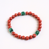 Vòng tay đá Red Jasper mix Emerald (Ngọc Lục Bảo) và Charm Tỏa Sáng