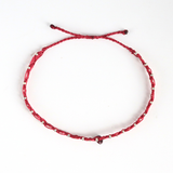 Vòng chân macrame và hạt đá garnet kiểu boho