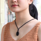 Vòng Cổ Đá Black Obsidian Mài Bọc Kiểu Micro Macrame Cho Nam