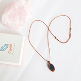 Vòng Cổ Macrame Đá Xà Cừ Ánh Xanh – Labradorite Tự Nhiên