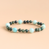 Vòng tay kết hợp hạt đá Moss agate và Blue agate