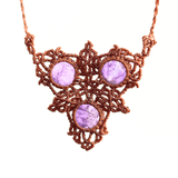 Vòng Cổ Micro Macrame Thạch Anh Tím 3 Viên – Amethyst