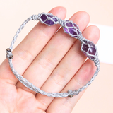 Vòng tay 3 viên đá thạch anh tím Amethyst năng lượng bình yên, giúp giảm stress