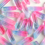 Tinh thể Thạch anh hào quang unicorn aura quartz chất lượng cao màu xanh hồng đẹp, năng lượng tình yêu và bình yên