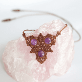 Vòng Cổ Micro Macrame Thạch Anh Tím 3 Viên – Amethyst