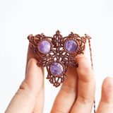Vòng Cổ Micro Macrame Thạch Anh Tím 3 Viên – Amethyst