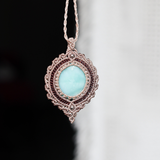 Vòng cổ đá Larimar họa tiết boho kết hợp đá aquamarine, trang sức macrame với đá tự nhiên mang năng lượng tình yêu, quà tặng cho nữ