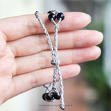 Vòng tay macrame đá kunzite và black obsidian kiểu đặc biệt, quà tặng vòng tay đá độc đáo quí phái làm thủ công