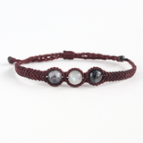Vòng tay micro macrame đá xà cừ (Labradorite) kết hợp đá thạch anh tóc đen năng lượng bảo vệ