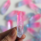 Tinh thể Thạch anh hào quang unicorn aura quartz chất lượng cao màu xanh hồng đẹp, năng lượng tình yêu và bình yên