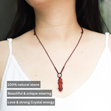 Vòng cổ đá Red jasper đỏ và Thạch anh hồng - Rose quartz