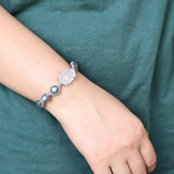 Vòng tay Macrame năng lượng tích cực đá Thạch anh trắng và Xà Cừ - Clear Quartz & Labradorite