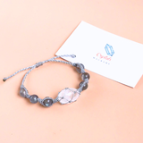 Vòng tay Macrame năng lượng tích cực đá Thạch anh trắng và Xà Cừ - Clear Quartz & Labradorite