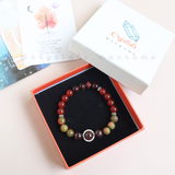 Vòng tay hạt mix đá kết hợp Charm dành cho người mệnh Hỏa (Garnet - Unakite - Carnelian - Tiger's eye)