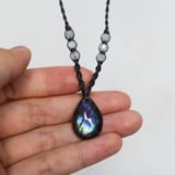 vòng cổ đá xà cừ labradorite và hạt morganite