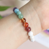VÒNG TAY NĂNG LƯỢNG TẬP TRUNG VÀ CÂN BẰNG ĐÁ HOWLITE VÀ 7 VIÊN ĐÁ CHAKRA