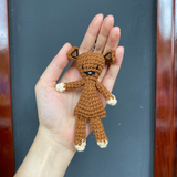 Gấu teddy bear của Mr. Bean dễ thương bằng len, móc khóa gấu bông làm thủ công