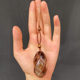Móc khóa Thạch anh khói - Smokt Quartz với họa tiết Macrame