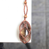 Móc khóa Thạch anh khói - Smokt Quartz với họa tiết Macrame