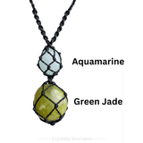 Vòng cổ may mắn và bảo vệ đá Jade và Aquamarine