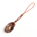 Móc khóa Thạch anh khói - Smokt Quartz với họa tiết Macrame