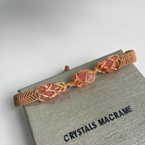 Vòng tay unisex macrame 3 đá carnelian thô làm thủ công với dây cho nam và nữ