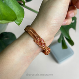 Vòng tay unisex macrame 3 đá carnelian thô làm thủ công với dây cho nam và nữ