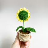 Chậu hoa len mặt cười hoa sunflower hướng dương xinh xắn làm thủ công, quà tặng dễ thương ý nghĩa