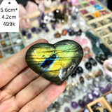 Trái tim đá xà cừ ánh lửa sáng - labradorite heart