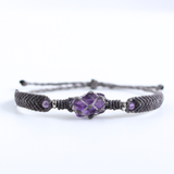 Vòng tay macrame đá thạch anh tím (Amethyst) kiểu unisex cho nam và nữ