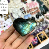 Trái tim đá xà cừ ánh lửa sáng - labradorite heart