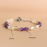 Vòng Tay Năng Lượng và Bình An: Citrine (Thạch Anh Vàng) & Amethyst (Thạch anh tím)