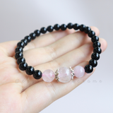 Vòng Tay Tình Yêu & Bảo Vệ kết hợp Charm (Black Obsidian & Rose Quartz)