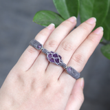 Vòng tay macrame đá thạch anh tím (Amethyst) kiểu unisex cho nam và nữ