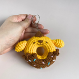 Đồ chơi trẻ em hình con gấu donut tròn làm thủ công từ sợi len cotton an toàn, móc khóa móc len dễ thương