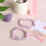 Vòng tay đá kunzite hạt nhuyễn đá màu hồng tím