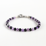 Vòng tay đá black tourmaline & thạch anh tím amethyst để bảo vệ 4li